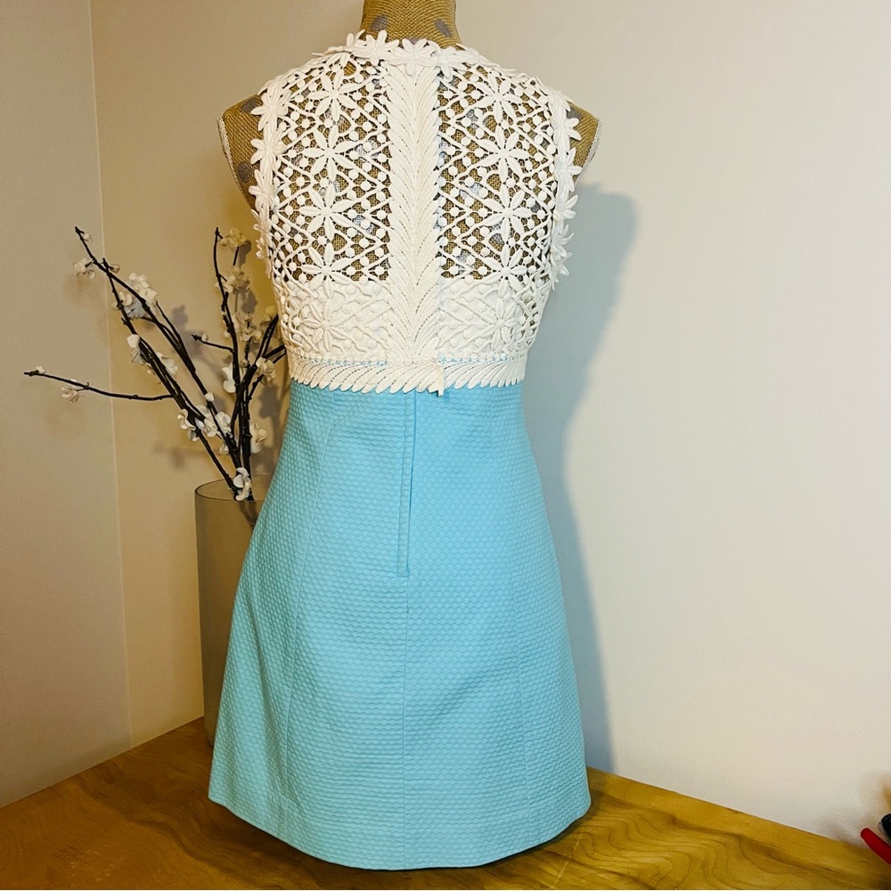 Lilly Pulitzer Breakers White, Turquoise Shift Dress - Picture 3 of 10